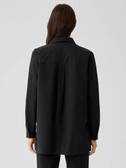 Eileen Fisher Tops & Tees | Washed Organic Cotton Poplin Classic Collar Shirt Black - Women