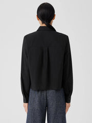 Eileen Fisher Tops & Tees | Washed Organic Cotton Poplin Classic Collar Shirt Black - Women