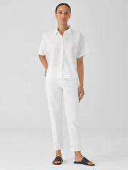 Eileen Fisher Tops & Tees | Washed Organic Cotton Poplin Short-Sleeve Shirt White - Women