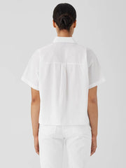 Eileen Fisher Tops & Tees | Washed Organic Cotton Poplin Short-Sleeve Shirt White - Women