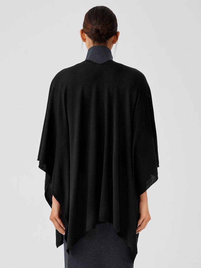 Eileen Fisher Accessories | Fine Merino Jersey Poncho In Regenerative Wool Black - Women