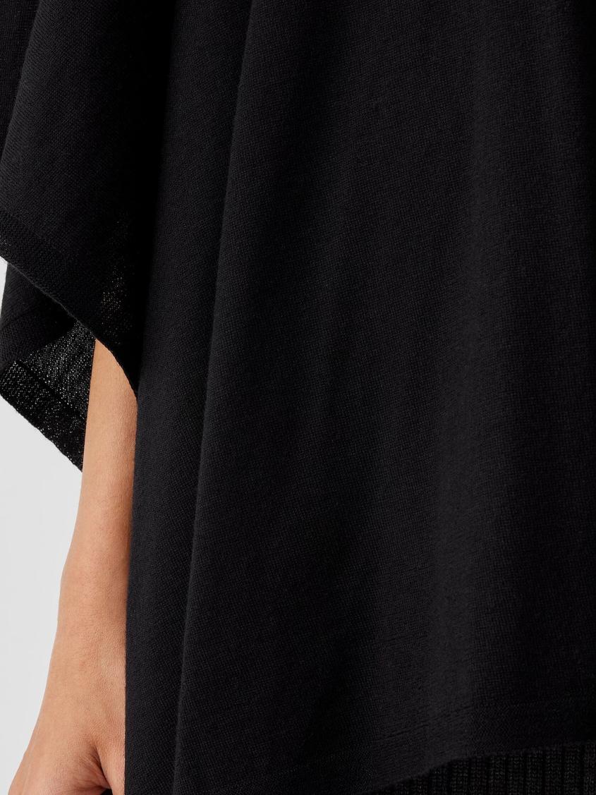 Eileen Fisher Accessories | Fine Merino Jersey Poncho In Regenerative Wool Black - Women