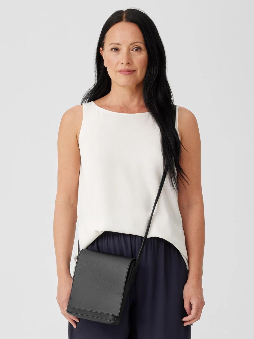 Eileen Fisher Accessories | Italian Leather Square Crossbody Bag Black - Women