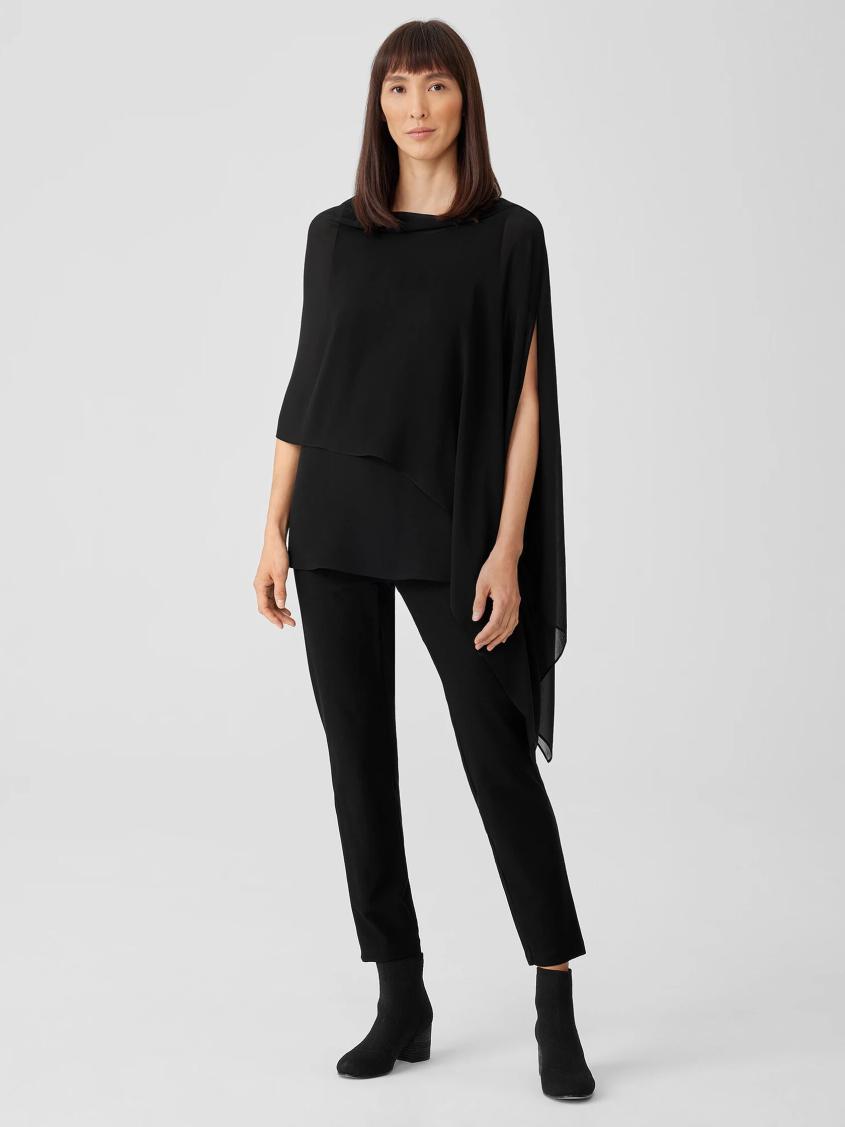 Eileen Fisher Accessories | System Sheer Silk Georgette Wrap Black - Women