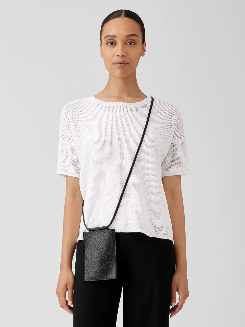 Eileen Fisher Accessories | Textured Italian Leather Phone Pouch Black - Women