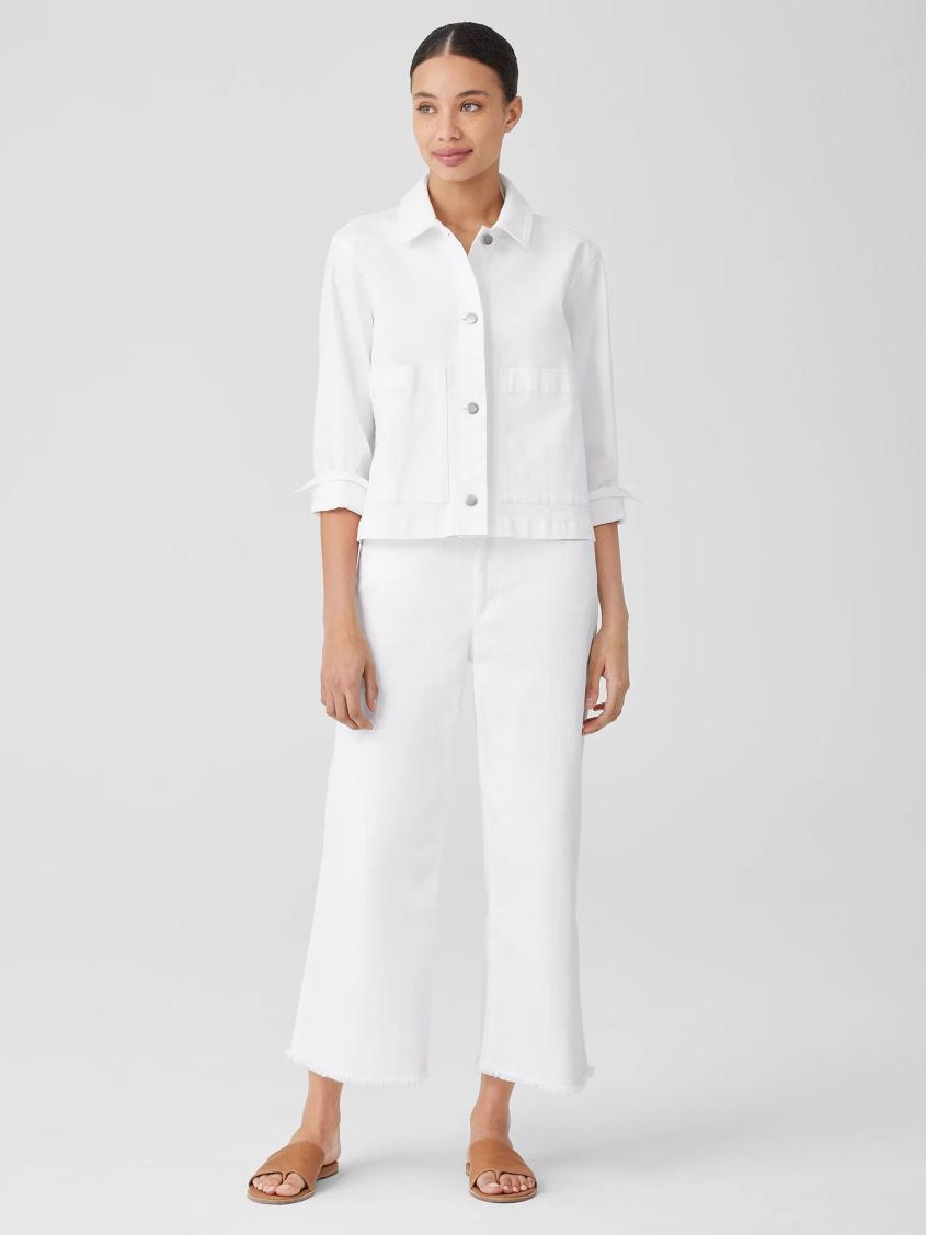 Eileen Fisher Denim | Organic Cotton Denim Classic Collar Jacket White - Women