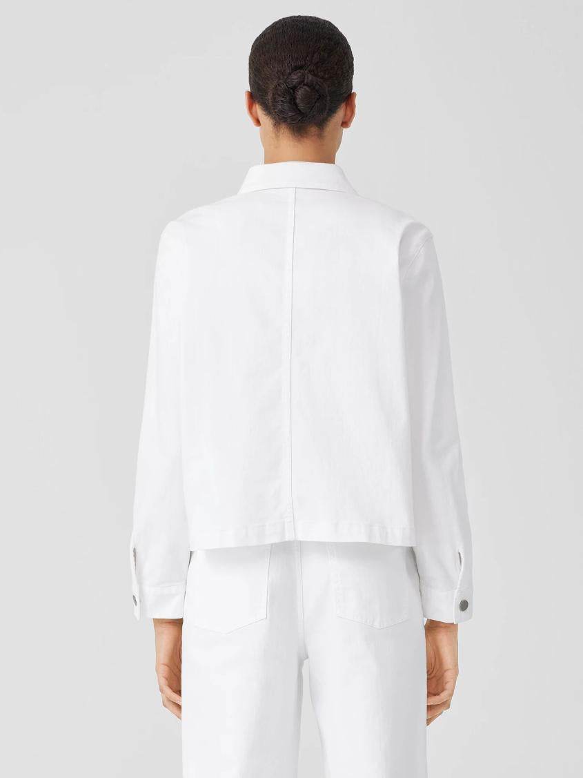 Eileen Fisher Denim | Organic Cotton Denim Classic Collar Jacket White - Women