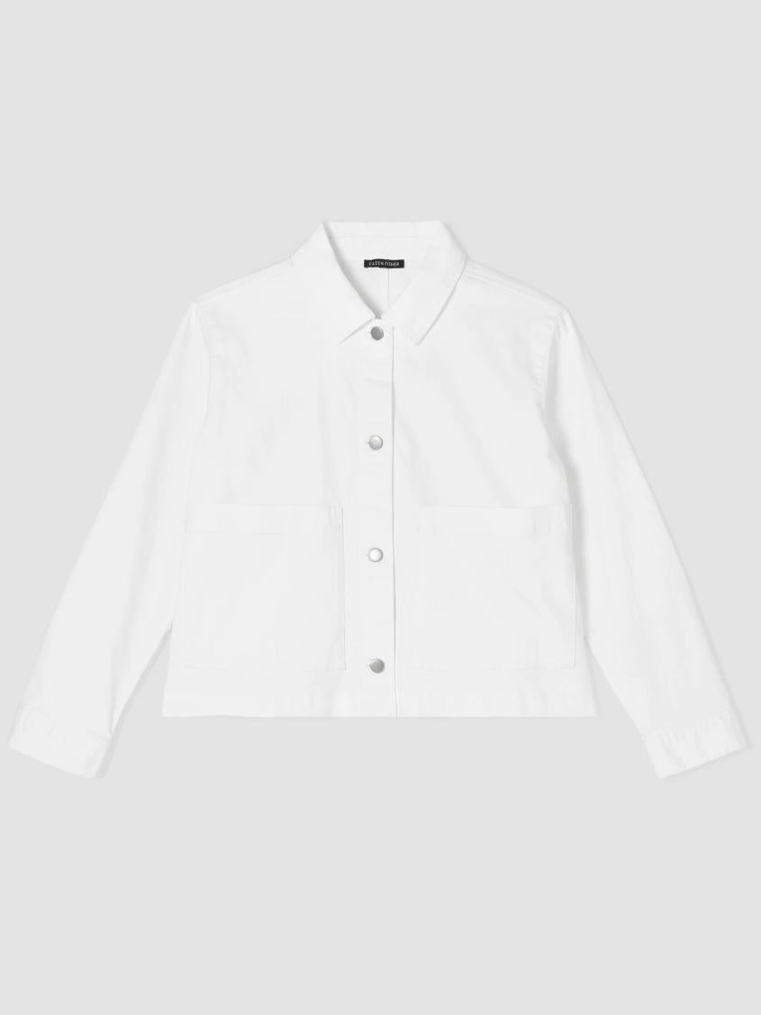 Eileen Fisher Denim | Organic Cotton Denim Classic Collar Jacket White - Women