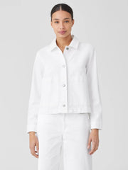 Eileen Fisher Denim | Organic Cotton Denim Classic Collar Jacket White - Women