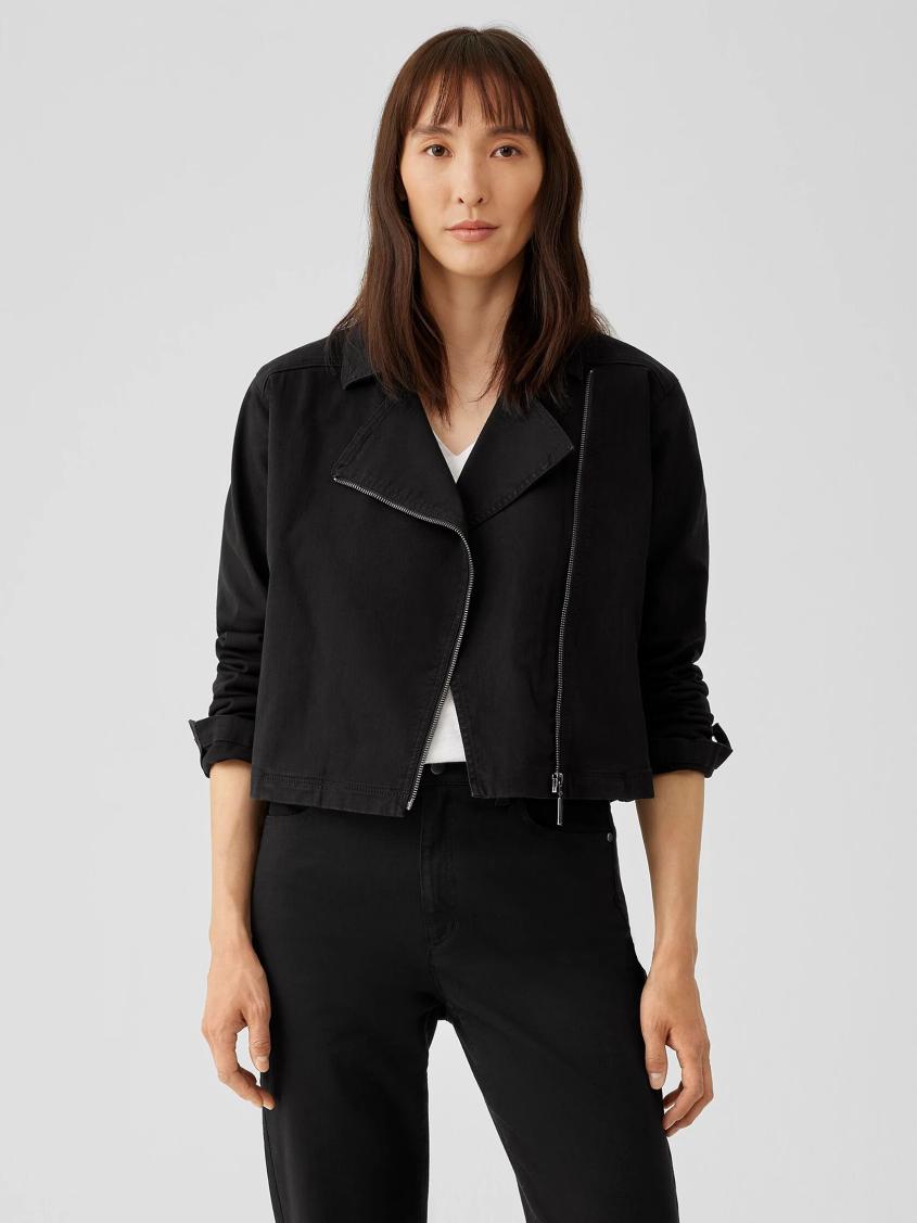 Eileen Fisher Denim | Organic Cotton Denim Notch Collar Jacket Black - Women