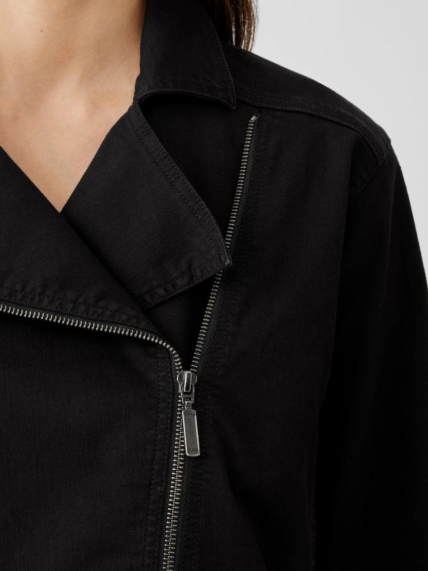 Eileen Fisher Denim | Organic Cotton Denim Notch Collar Jacket Black - Women