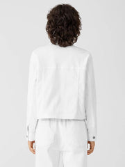 Eileen Fisher Denim | Organic Cotton Denim Stand Collar Jacket White - Women