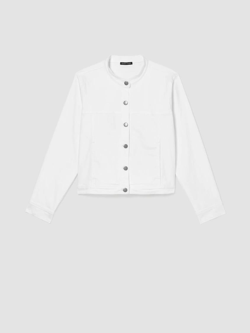 Eileen Fisher Denim | Organic Cotton Denim Stand Collar Jacket White - Women
