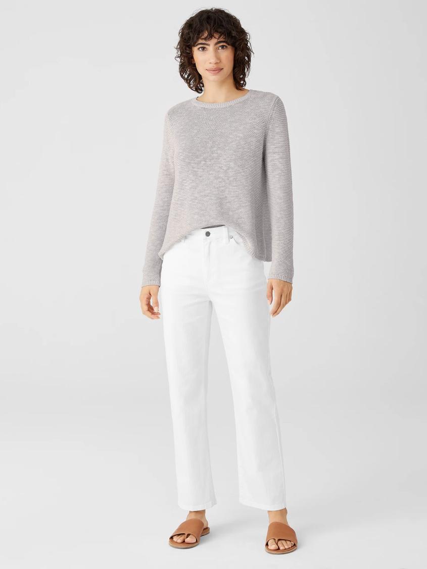 Eileen Fisher Denim | Organic Cotton Denim Straight Ankle Jean White - Women