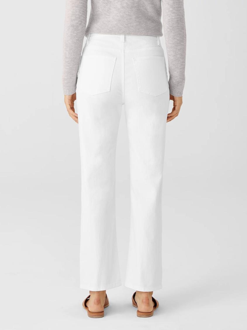 Eileen Fisher Denim | Organic Cotton Denim Straight Ankle Jean White - Women