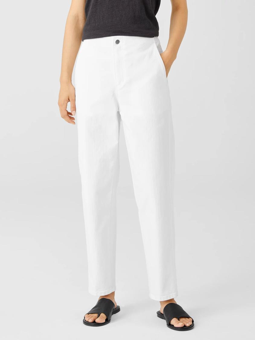Eileen Fisher Denim | Organic Cotton Denim Tapered Pant White - Women