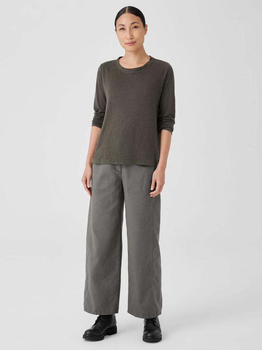 Eileen Fisher Denim | Organic Linen Jersey Crew Neck Top Grove - Women