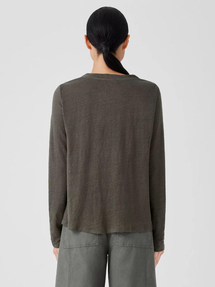 Eileen Fisher Denim | Organic Linen Jersey Crew Neck Top Grove - Women