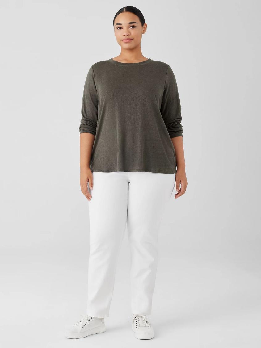 Eileen Fisher Denim | Organic Linen Jersey Crew Neck Top Grove - Women