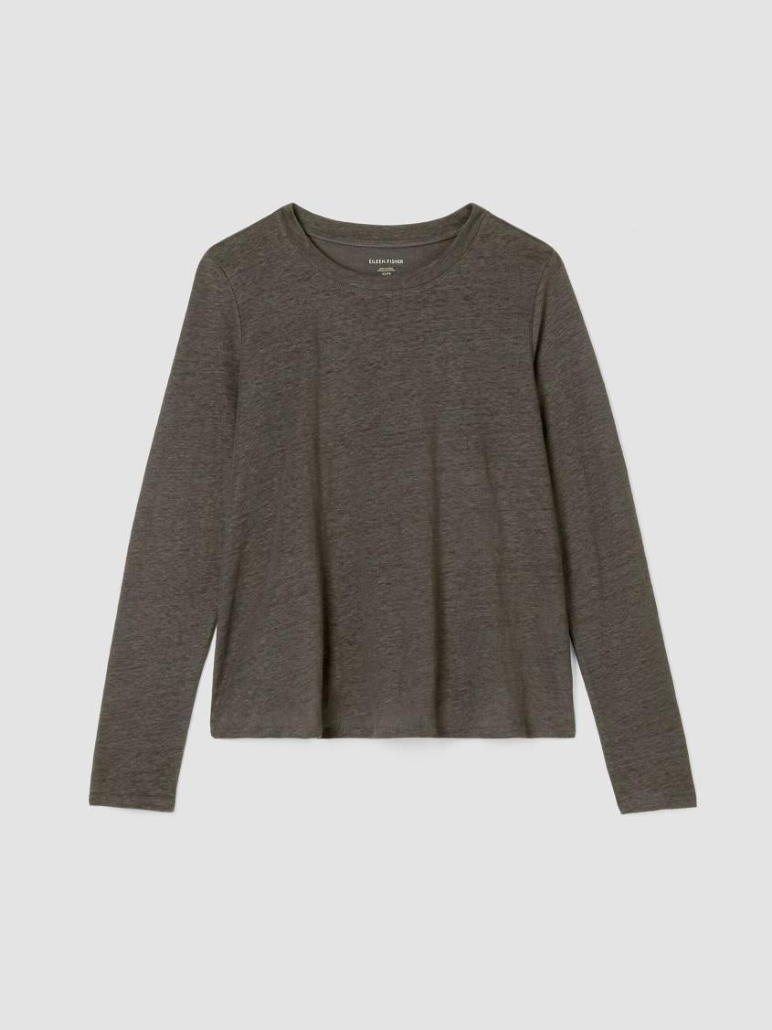 Eileen Fisher Denim | Organic Linen Jersey Crew Neck Top Grove - Women