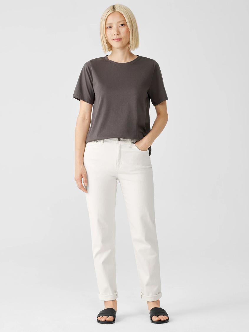 Eileen Fisher Denim | Undyed Organic Cotton Denim High-Waisted Jean Undyed Natural - Women
