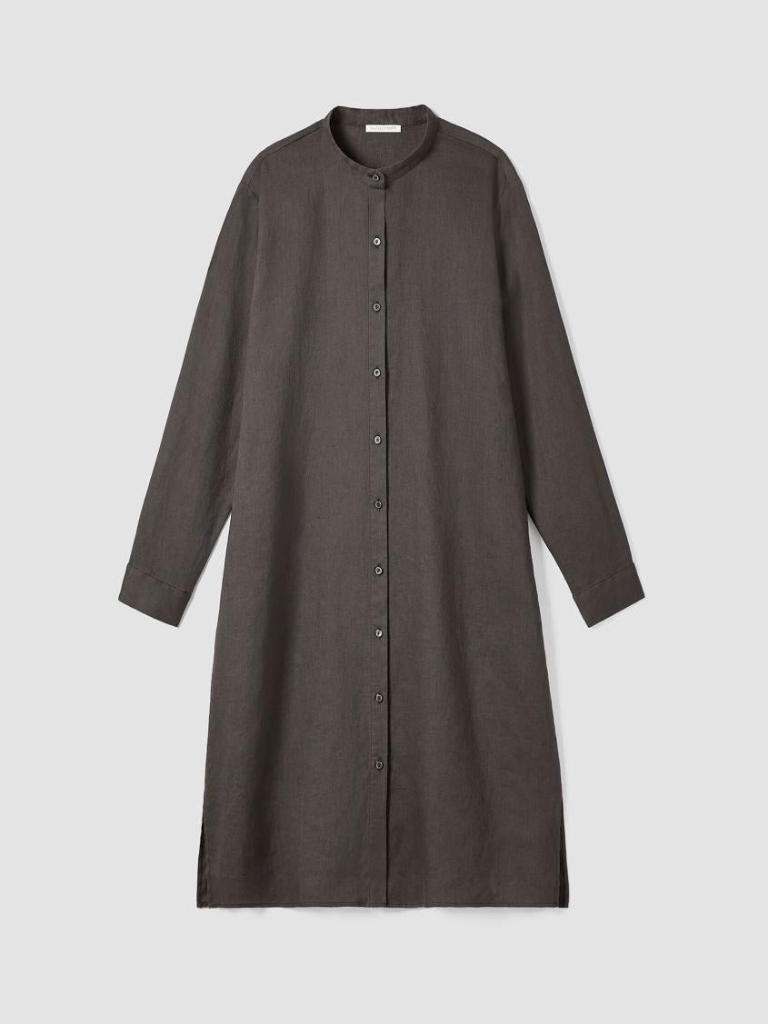 Eileen Fisher Dresses &amp; Skirts | Organic Linen Band Collar Shirtdress Grove - Women