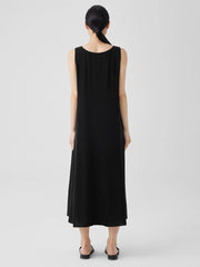 Eileen Fisher Dresses &amp; Skirts | Silk Georgette Crepe Scoop Neck Dress Black - Women