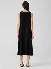 Eileen Fisher Dresses &amp; Skirts | Silk Georgette Crepe Scoop Neck Dress Black - Women