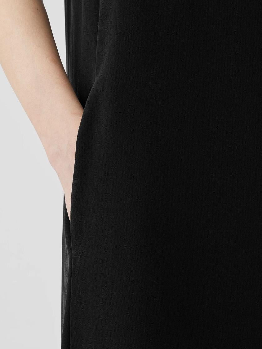 Eileen Fisher Dresses &amp; Skirts | Silk Georgette Crepe Scoop Neck Dress Black - Women