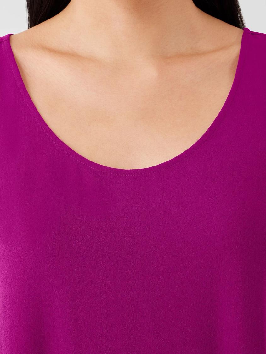 Eileen Fisher Dresses &amp; Skirts | Silk Georgette Crepe Scoop Neck Dress Black - Women