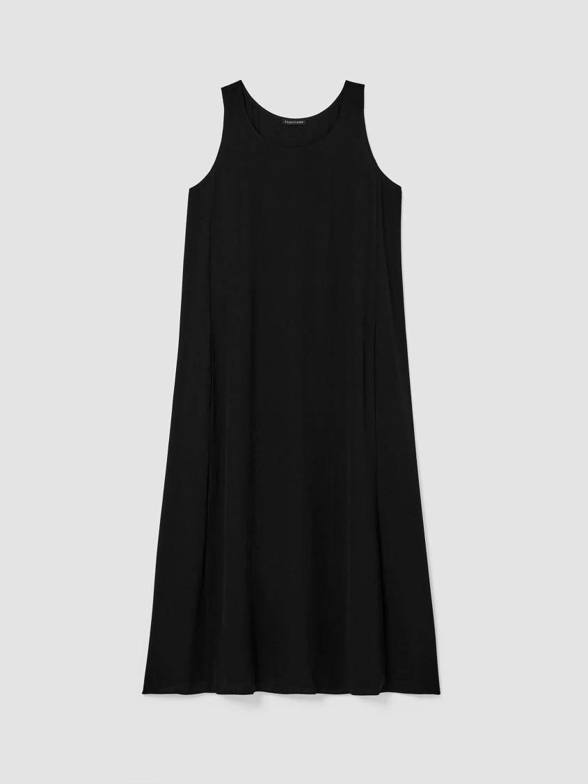 Eileen Fisher Dresses &amp; Skirts | Silk Georgette Crepe Scoop Neck Dress Black - Women