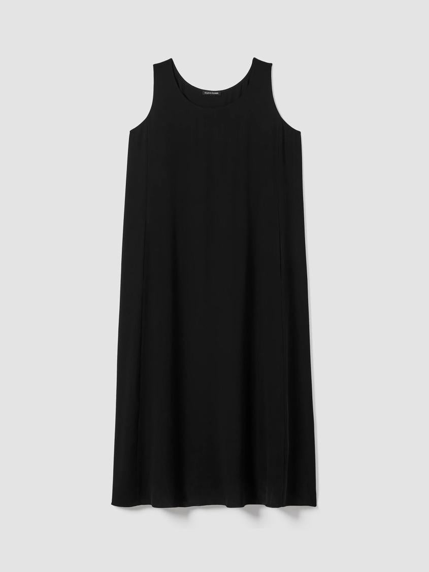 Eileen Fisher Dresses &amp; Skirts | Silk Georgette Crepe Scoop Neck Dress Black - Women
