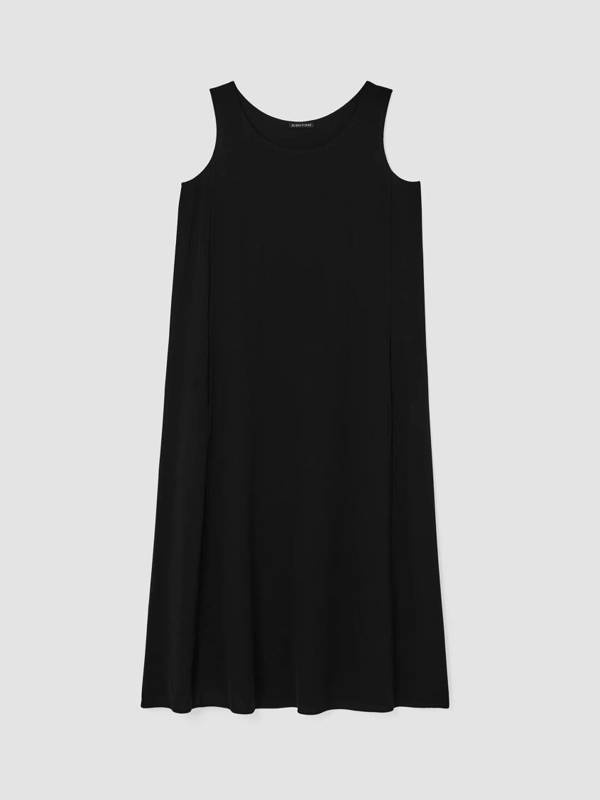 Eileen Fisher Dresses &amp; Skirts | Silk Georgette Crepe Scoop Neck Dress Black - Women