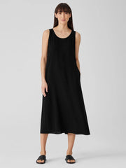 Eileen Fisher Dresses &amp; Skirts | Silk Georgette Crepe Scoop Neck Dress Black - Women