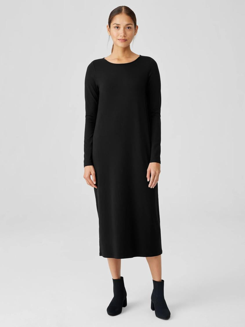 Eileen Fisher Dresses &amp; Skirts | Stretch Jersey Knit Jewel Knit Dress Black - Women