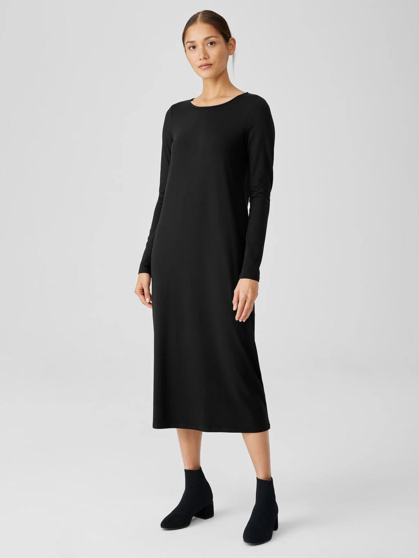 Eileen Fisher Dresses &amp; Skirts | Stretch Jersey Knit Jewel Knit Dress Black - Women