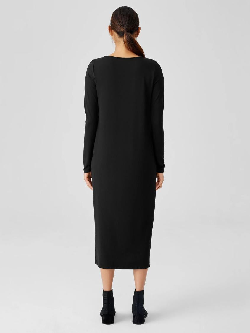 Eileen Fisher Dresses &amp; Skirts | Stretch Jersey Knit Jewel Knit Dress Black - Women