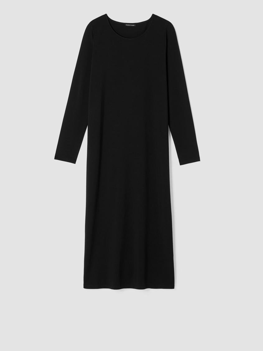 Eileen Fisher Dresses &amp; Skirts | Stretch Jersey Knit Jewel Neck Dress Black - Women