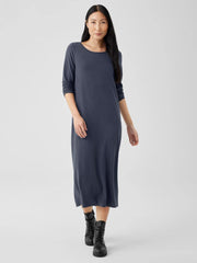 Eileen Fisher Dresses &amp; Skirts | Stretch Jersey Knit Jewel Neck Dress Ocean - Women