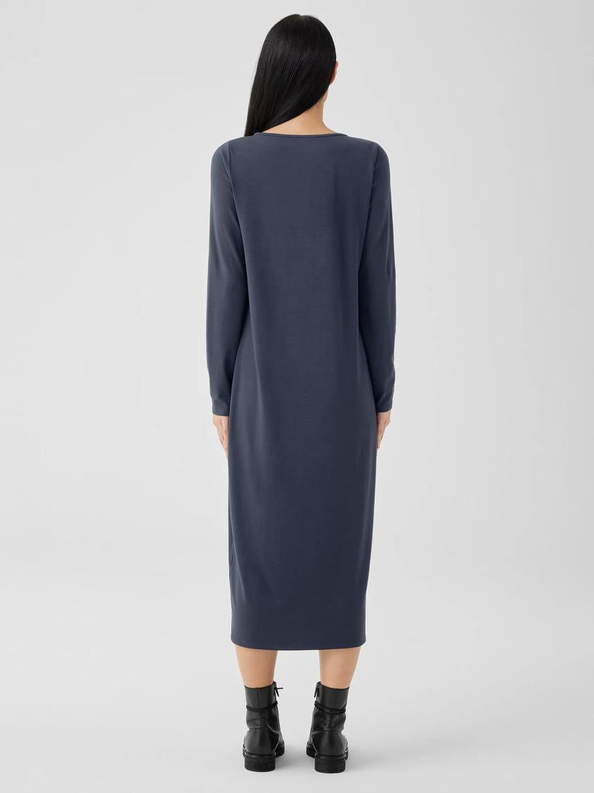 Eileen Fisher Dresses &amp; Skirts | Stretch Jersey Knit Jewel Neck Dress Ocean - Women