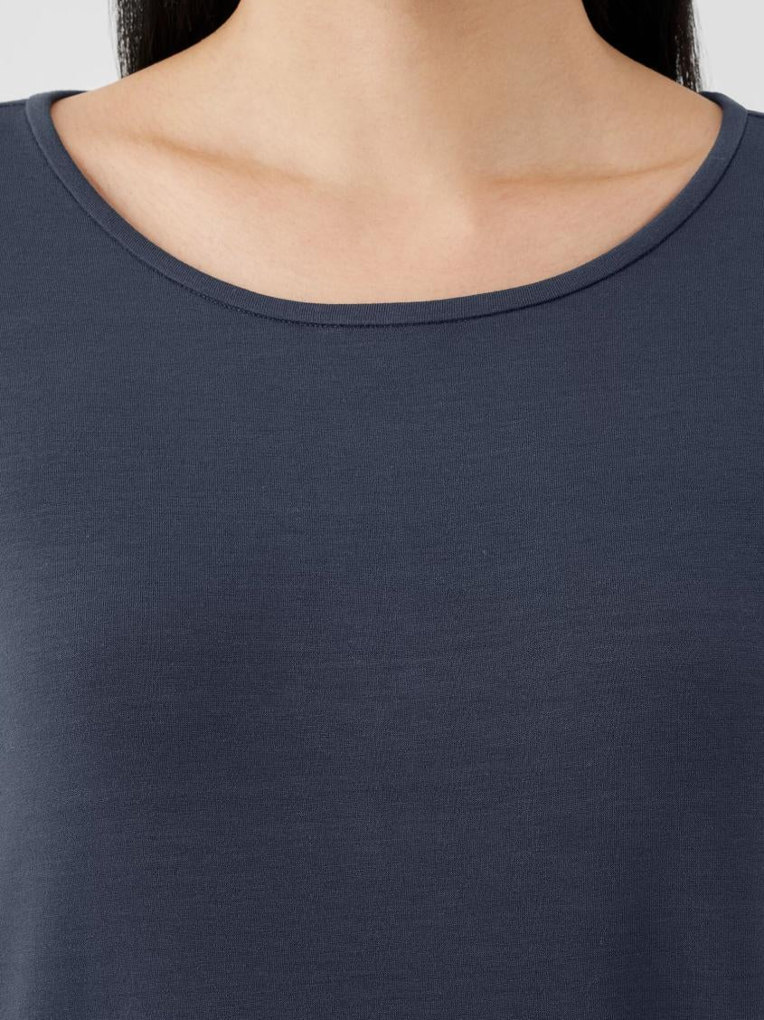 Eileen Fisher Dresses &amp; Skirts | Stretch Jersey Knit Jewel Neck Dress Ocean - Women