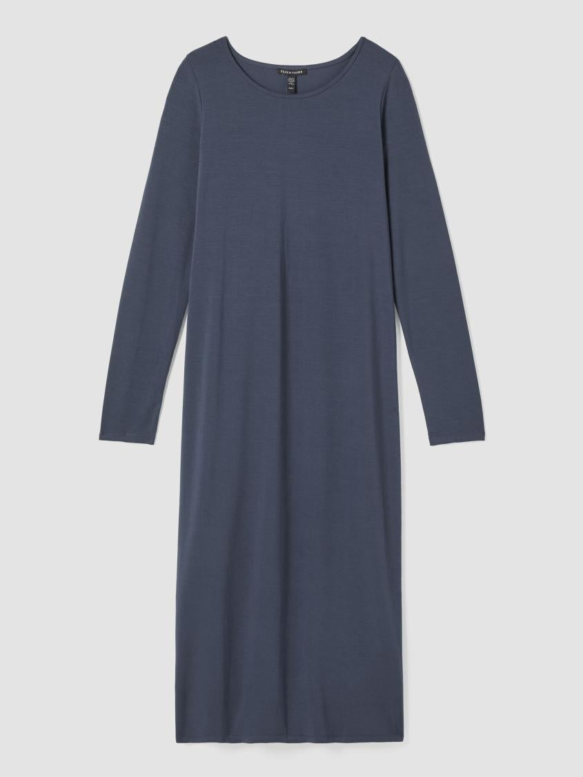 Eileen Fisher Dresses &amp; Skirts | Stretch Jersey Knit Jewel Neck Dress Ocean - Women