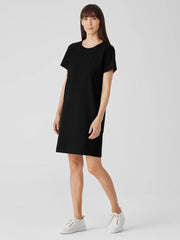 Eileen Fisher Dresses &amp; Skirts | Washable Stretch Crepe Jewel Neck Dress Black - Women