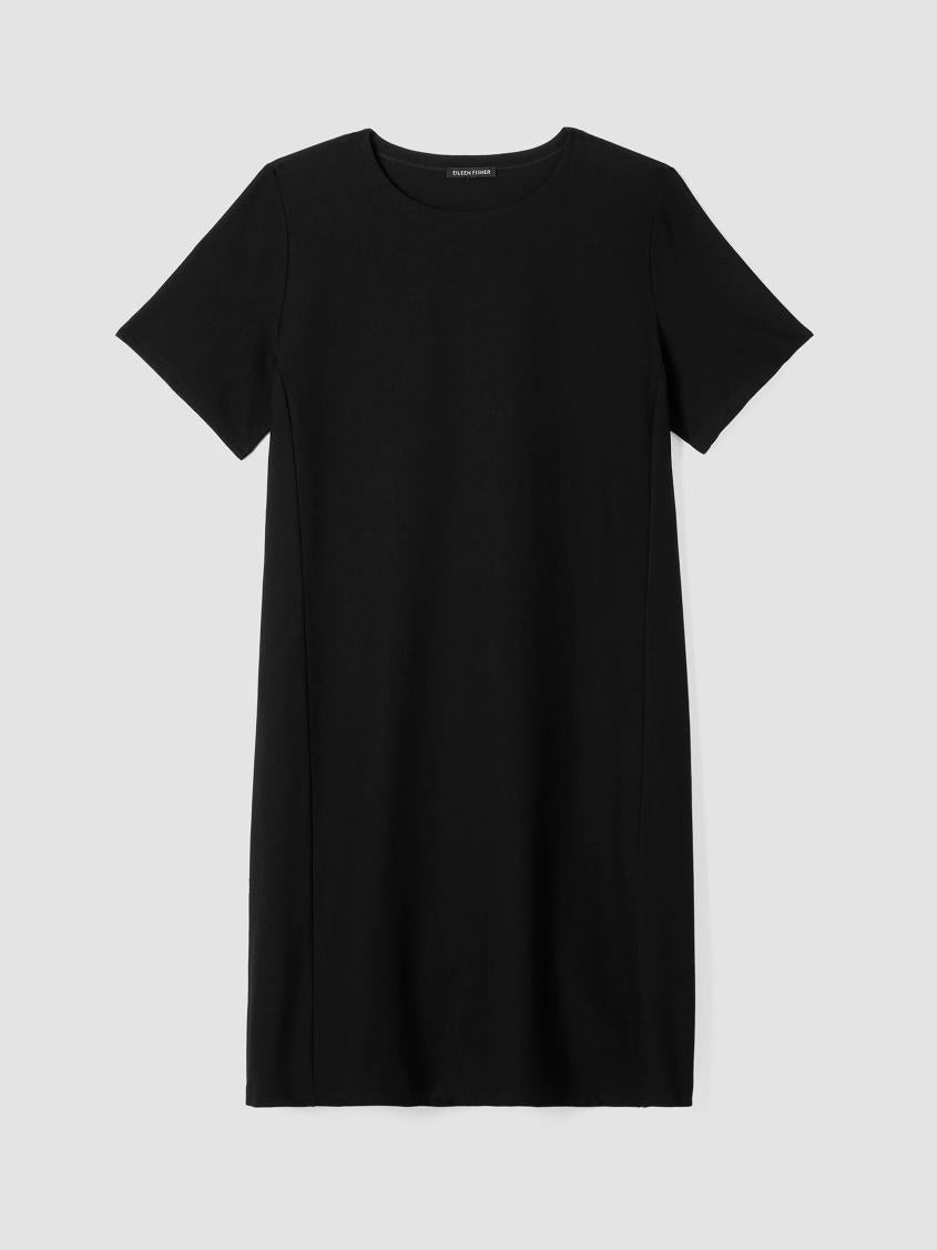Eileen Fisher Dresses &amp; Skirts | Washable Stretch Crepe Jewel Neck Dress Black - Women