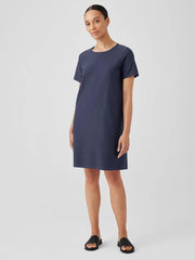 Eileen Fisher Dresses &amp; Skirts | Washable Stretch Crepe Jewel Neck Dress Ocean - Women