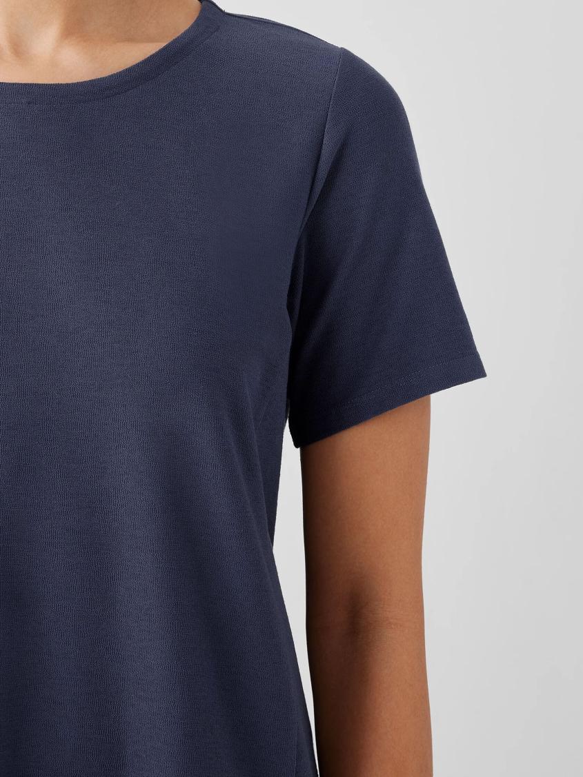 Eileen Fisher Dresses &amp; Skirts | Washable Stretch Crepe Jewel Neck Dress Ocean - Women