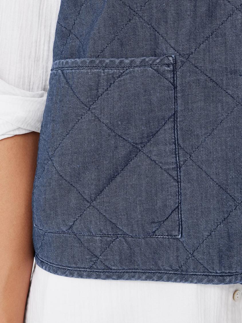 Eileen Fisher Jackets, Coats &amp; Vests | Airy Organic Cotton Twill Quilted Vest Denim - Women