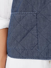 Eileen Fisher Jackets, Coats &amp; Vests | Airy Organic Cotton Twill Quilted Vest Denim - Women