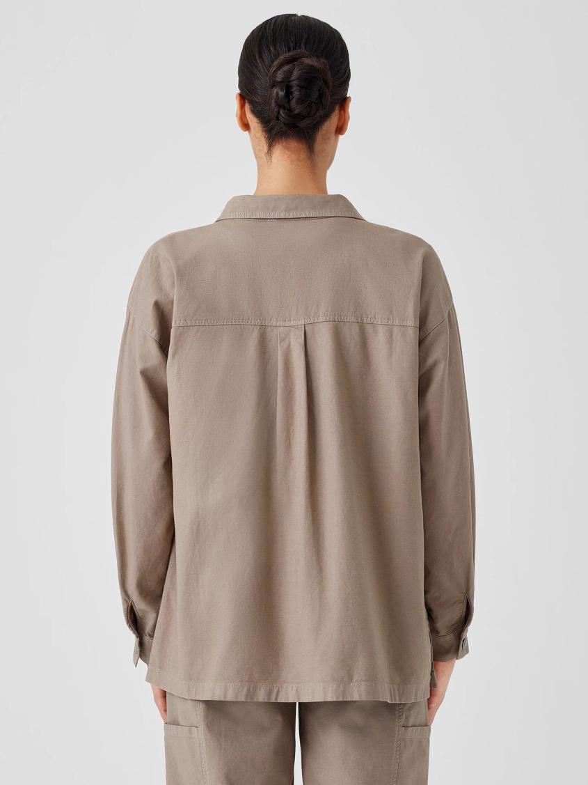 Eileen Fisher Jackets, Coats &amp; Vests | Cotton Hemp Stretch Shirt Jacket Briar - Women