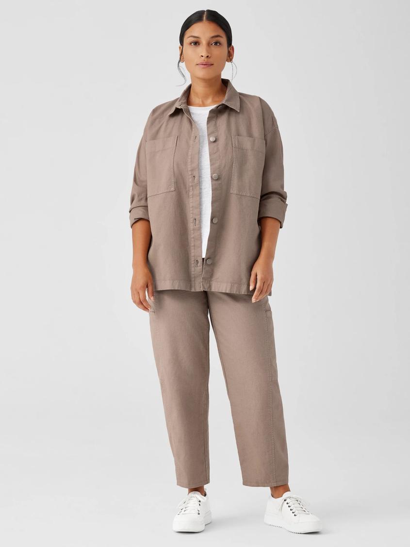 Eileen Fisher Jackets, Coats &amp; Vests | Cotton Hemp Stretch Shirt Jacket Briar - Women